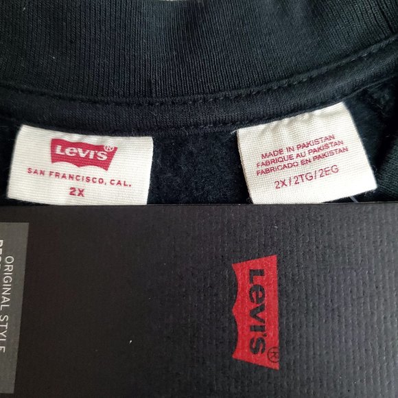 Levi's logo print longsleeve crewneck fleece sweatshirt blue 2x plus size - Picture 7 of 7
